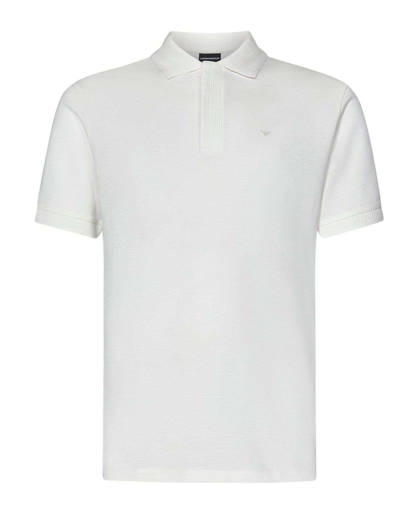 Emporio Armani Logo Embroidered Polo Shirt - White