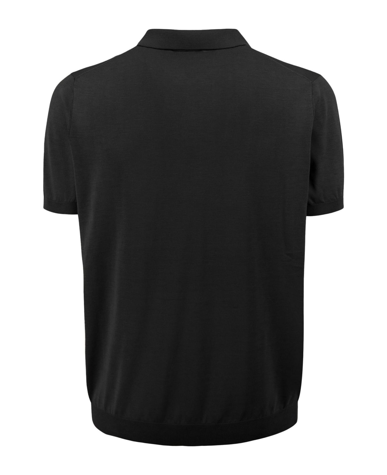 Kangra Black Silk And Cotton Shaved Polo Shirt - Black