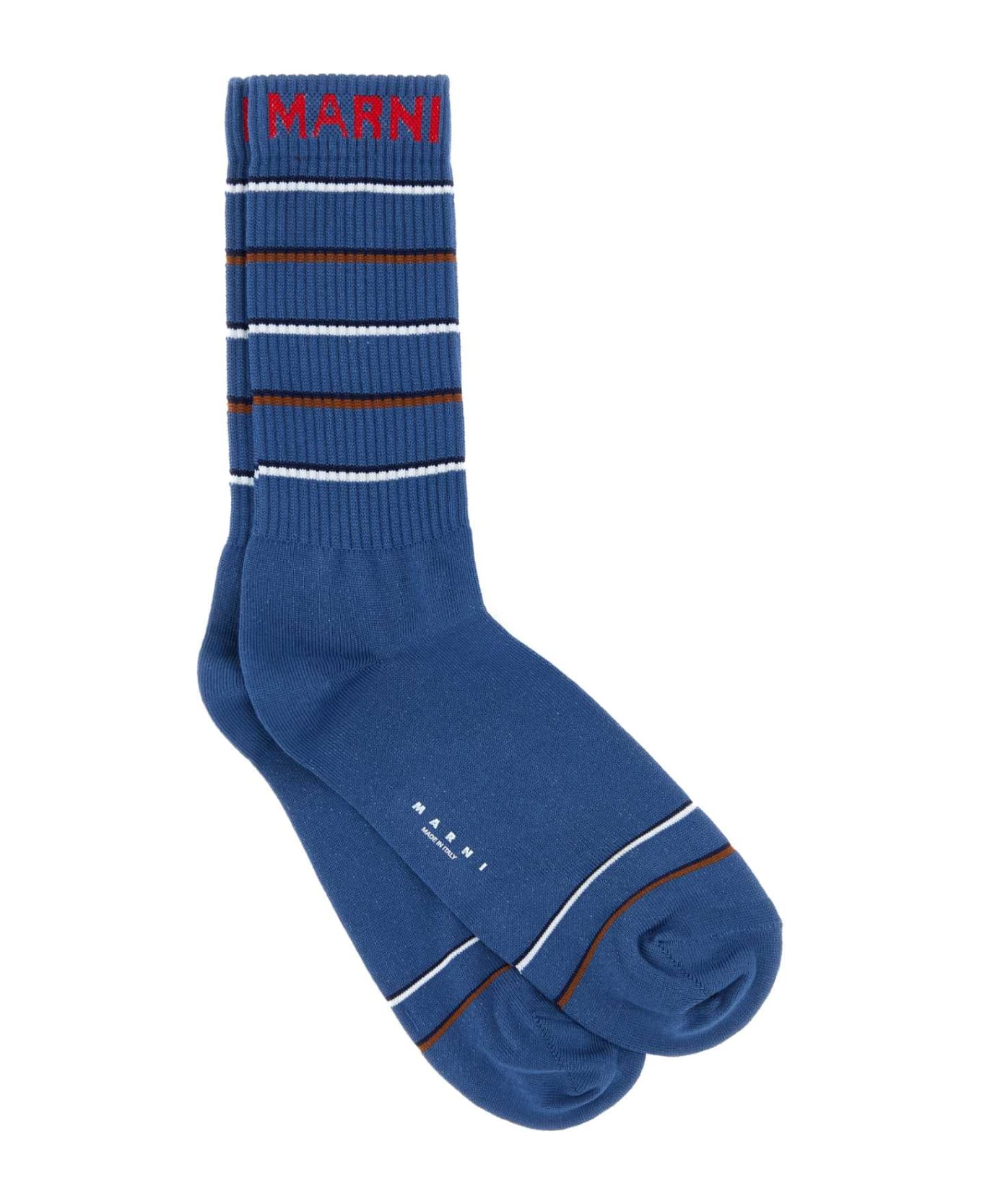 Marni Blue Cotton Blend Socks - OPAL