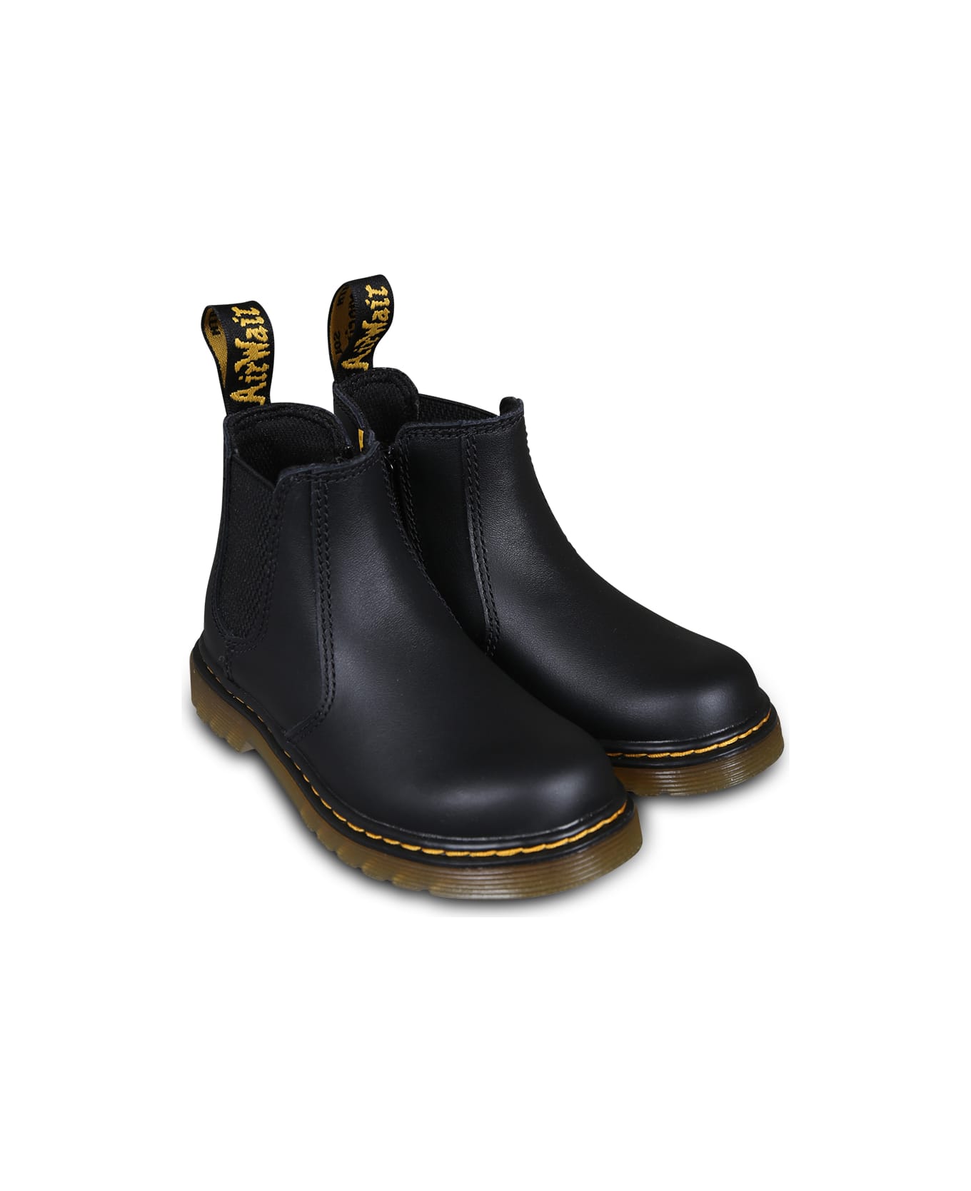 Dr. Martens 2676 Black Ankle Boots For Kids With Logo - Black