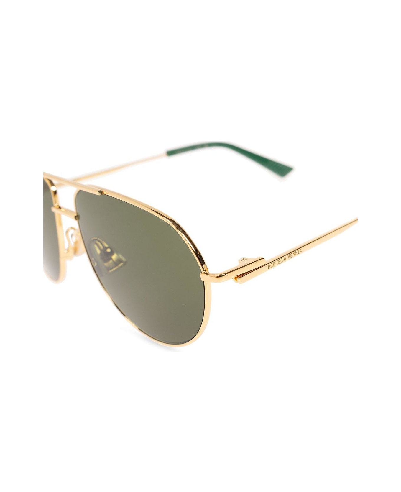 Bottega Veneta Eyewear Split Rectangular Sunglasses - Gold Green サングラス