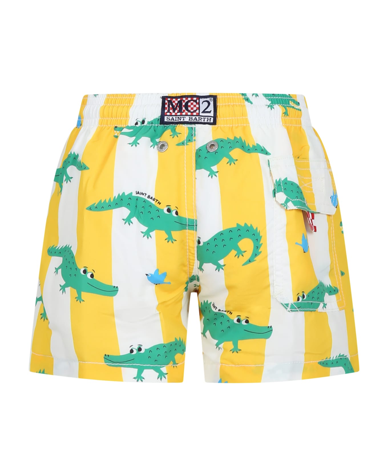MC2 Saint Barth Yellow Swim Shorts For Boy With Crocodile Print - Yellow