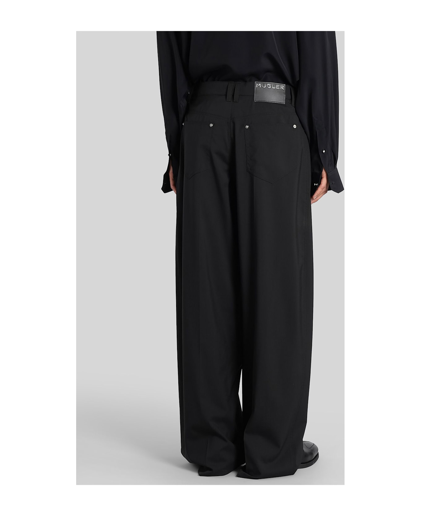 Mugler Pants In Black Cotton - black