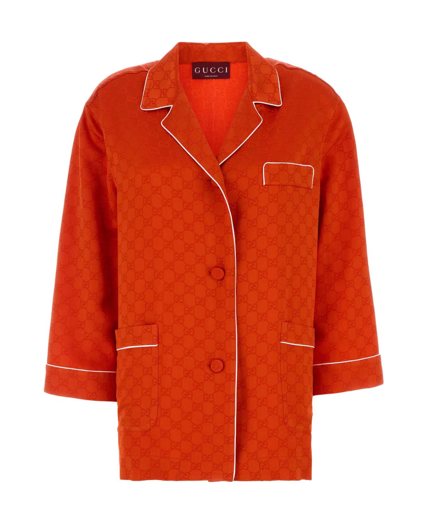 Gucci Orange Satin Shirt - RED