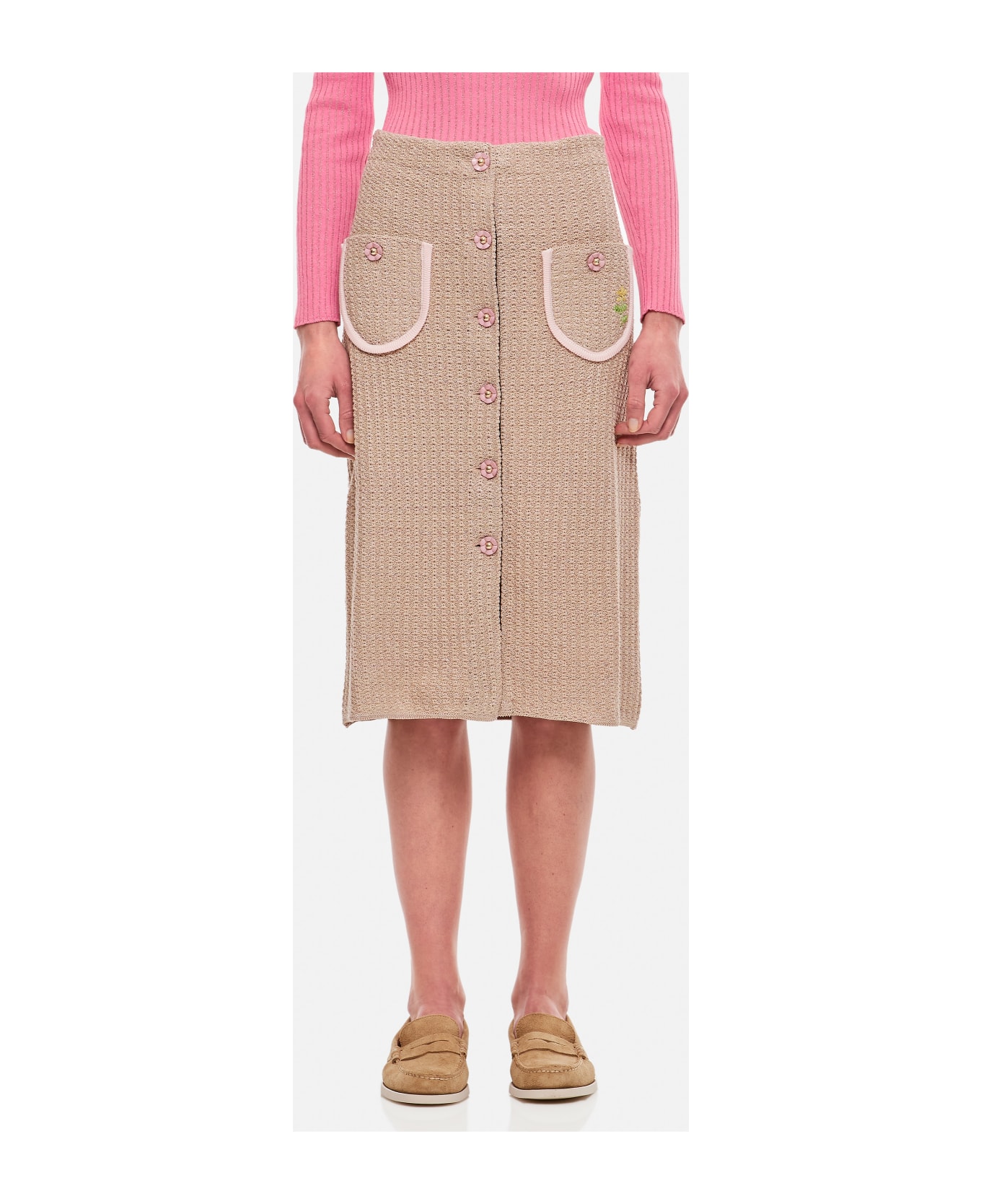 Cormio Lucia Cotton Midi Skirt - Beige