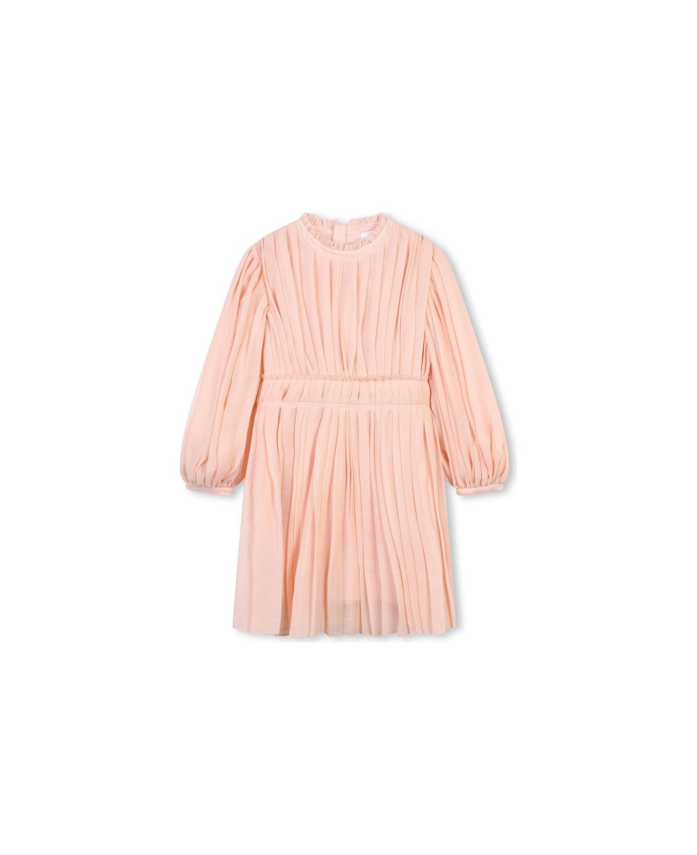 Chloé Washed Pink Pleated Wool Dress - Pink