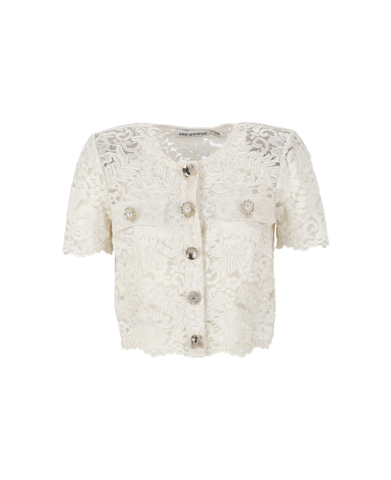 self-portrait Lace Cord Top - Ivory タンクトップ