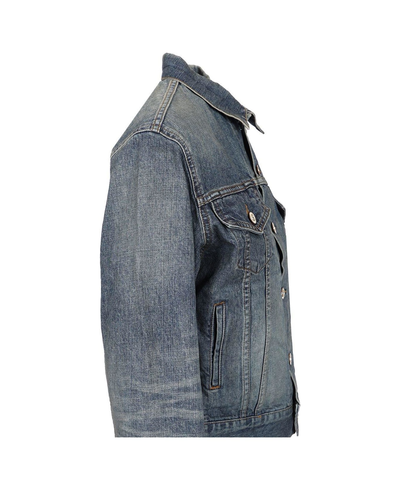 Balenciaga Collared Button-up Denim Jacket - Blue