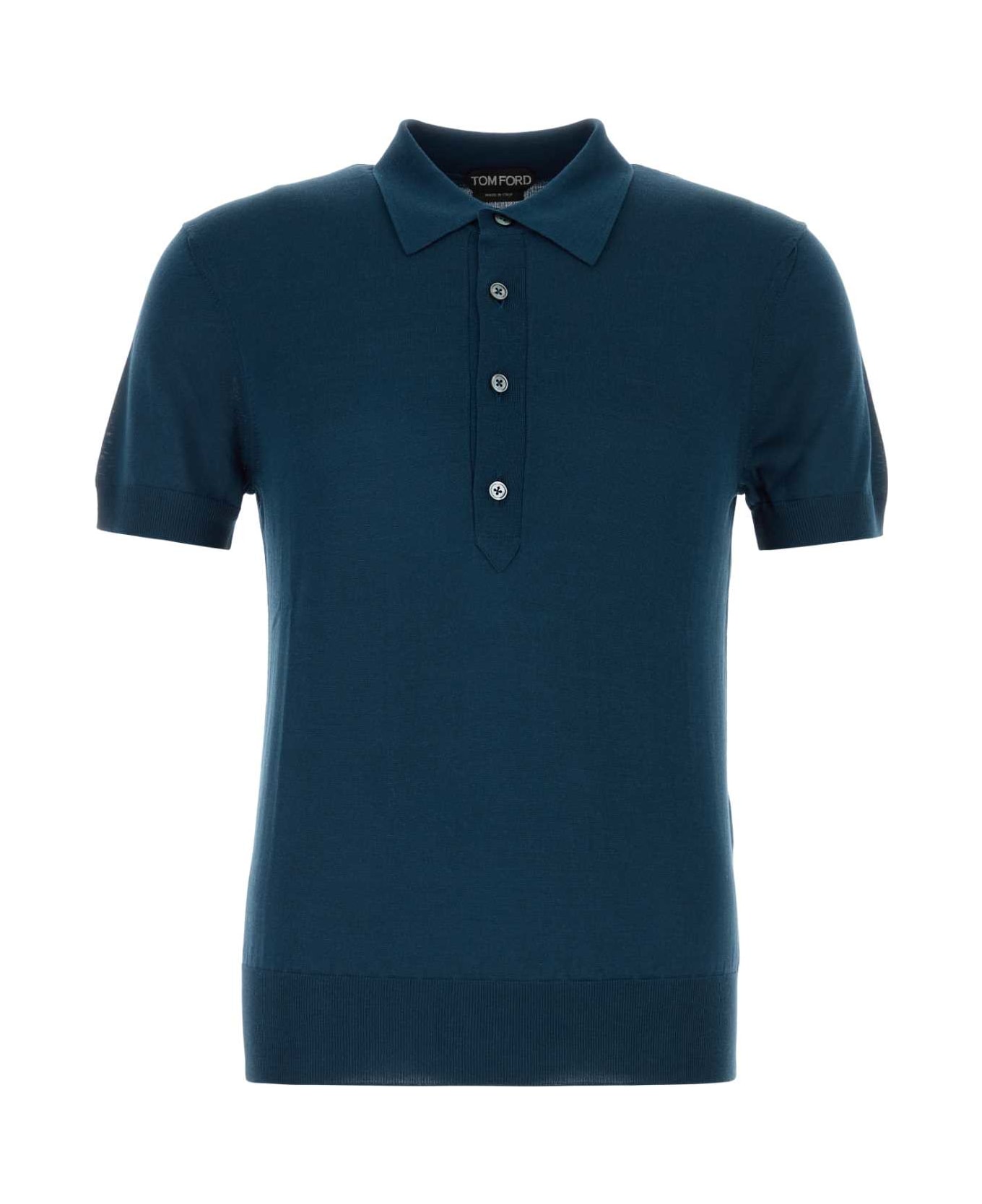 Tom Ford Petrol Blue Silk And Viscose Polo Shirt - SAPPHIRE ポロシャツ