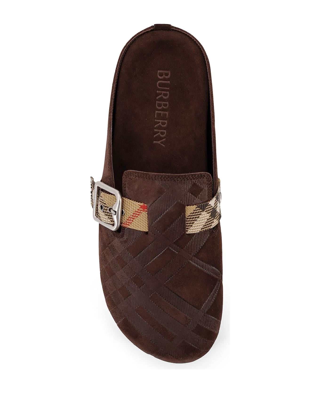 Burberry Leather Mule With Check Motif - SNUG