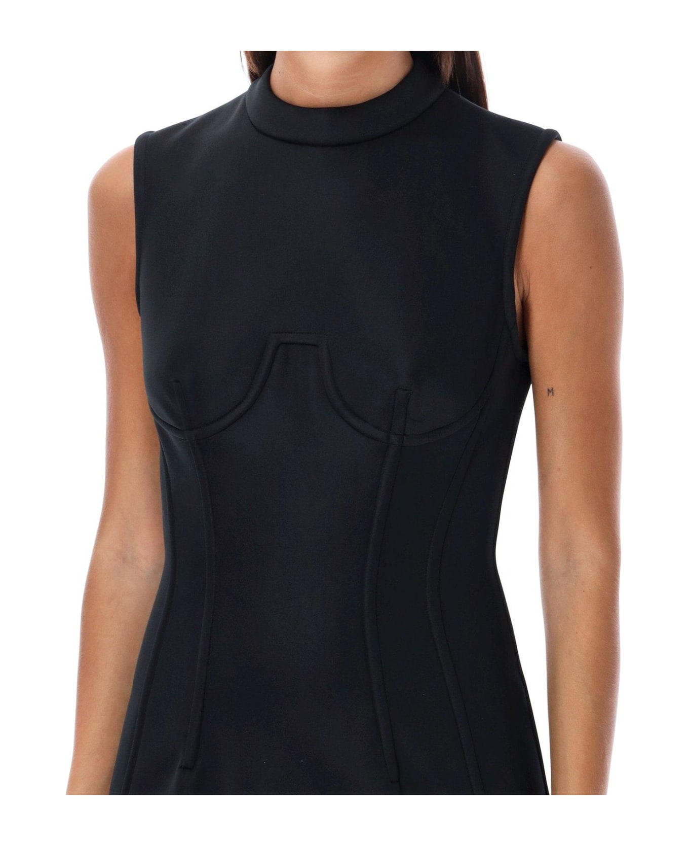 MSGM Rear Zipped Mock-neck Mini Dress - Black