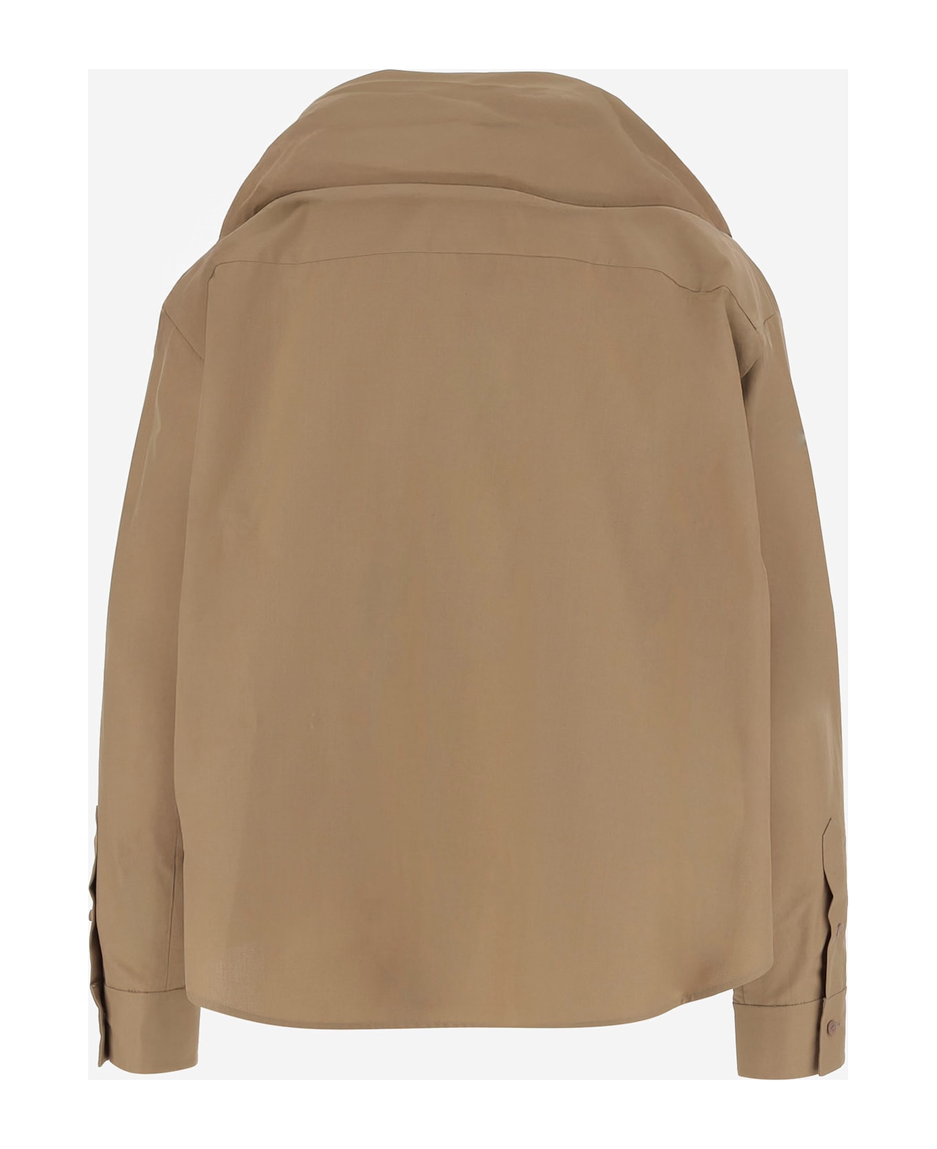 Carven Cotton Shirt With Bow - Beige