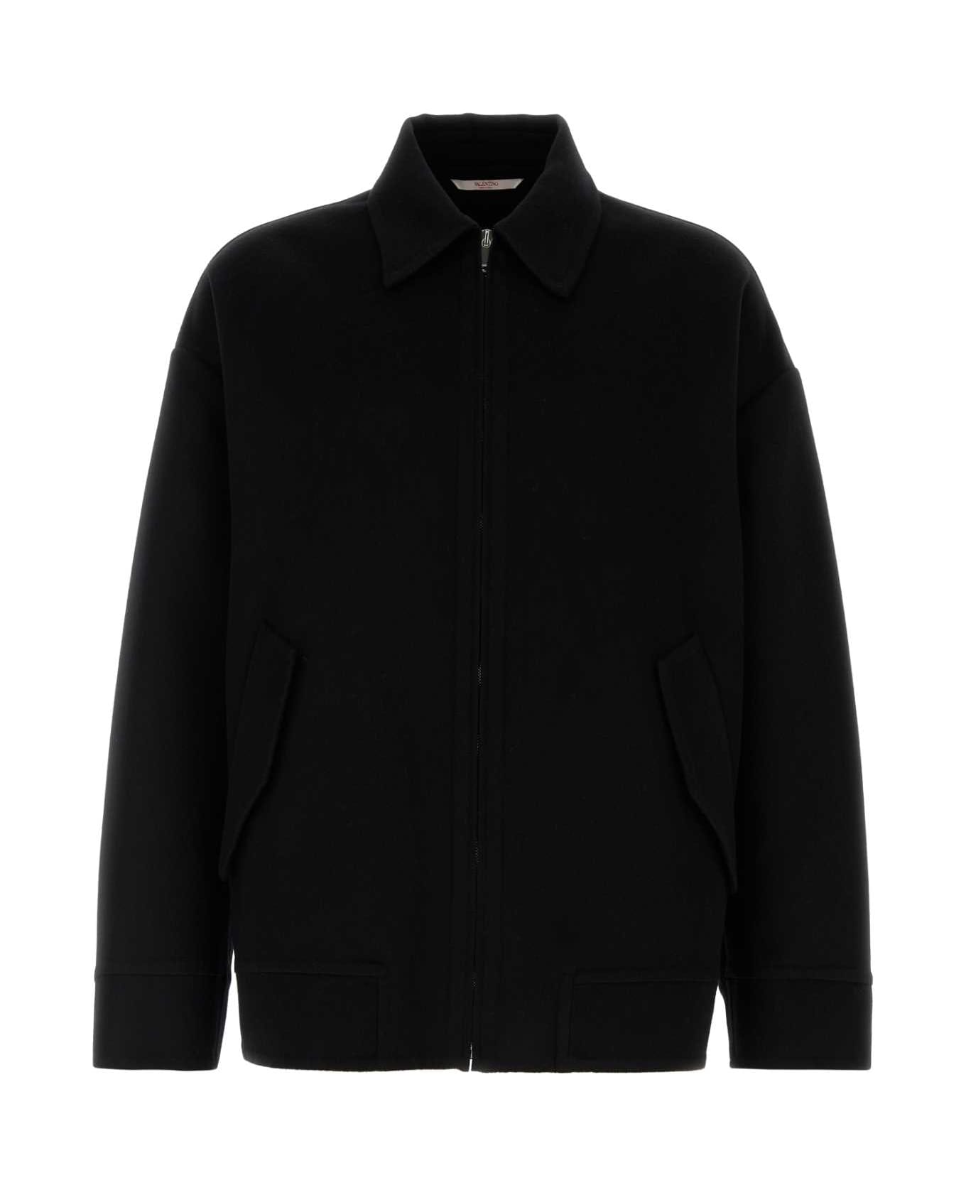 Valentino Garavani Black Wool Blend Oversize Jacket - NERO