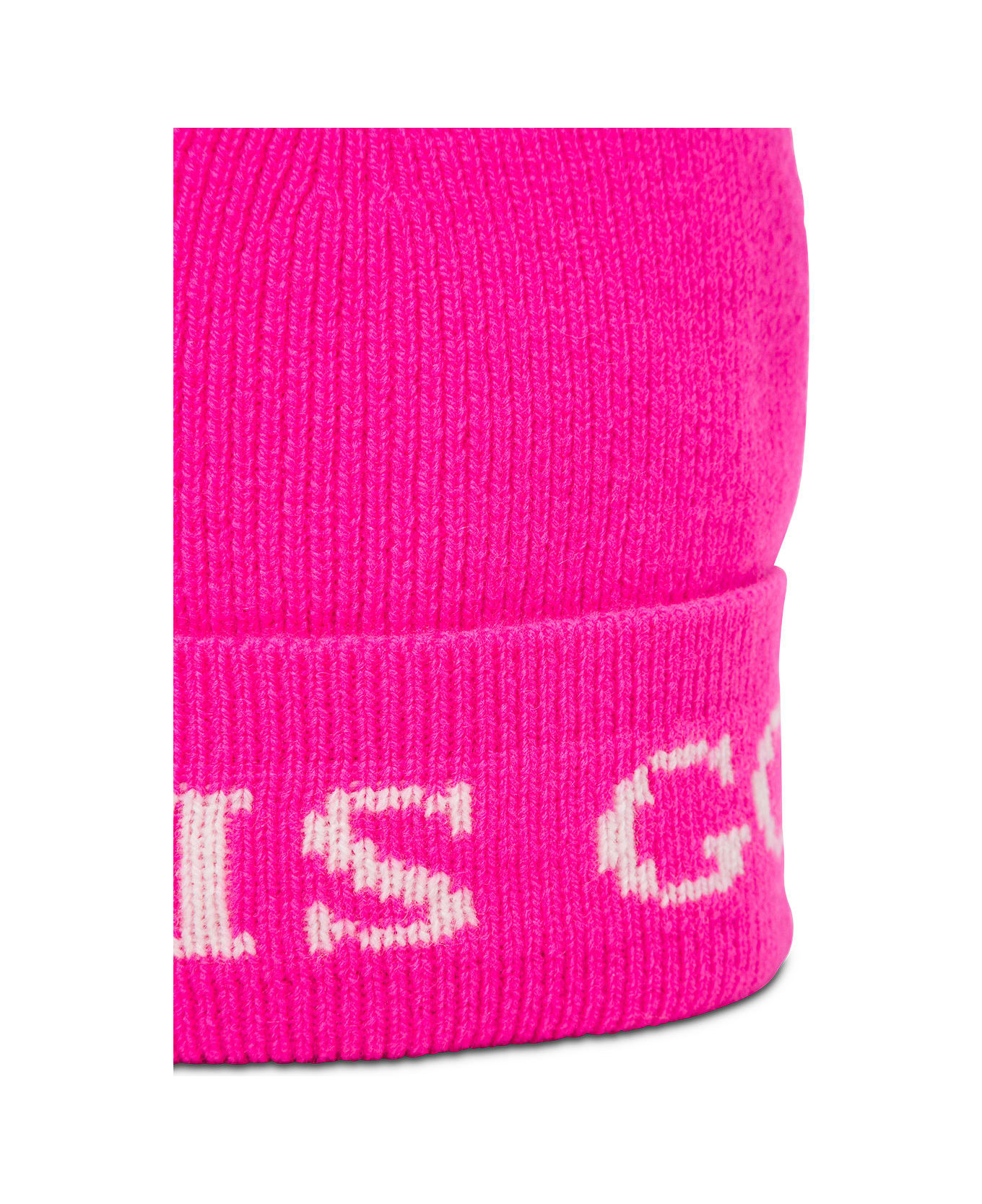 IRENEISGOOD Pink Wool And Cashmere protection Hat With Logo - Fucsia