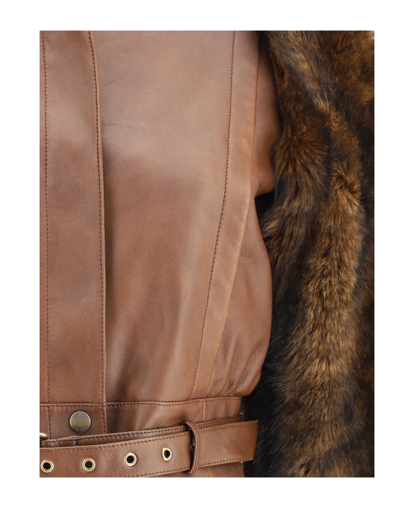Chloé Leather And Fur Short Jacket