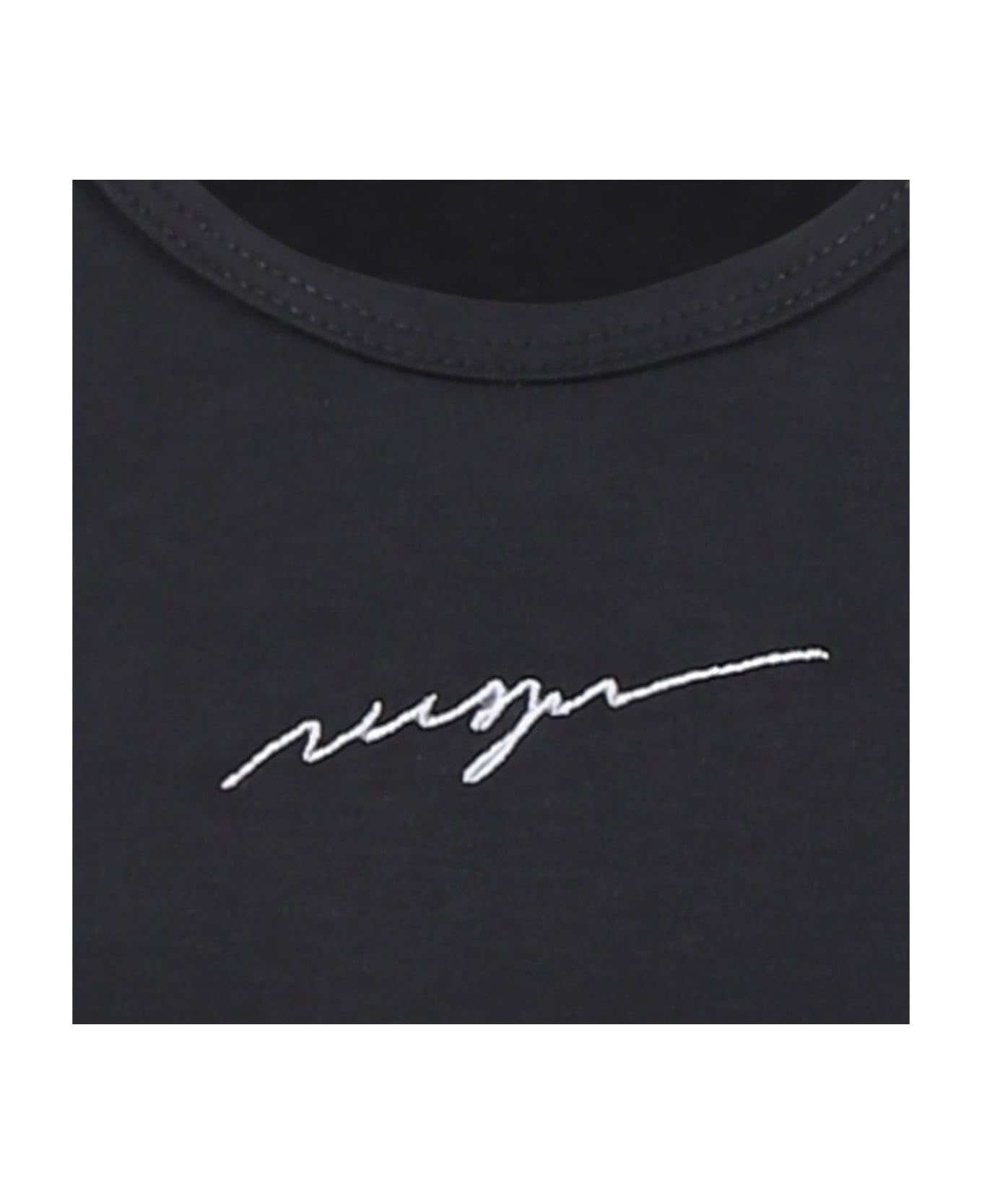 MSGM Black Dress For Girl With Logo - Black