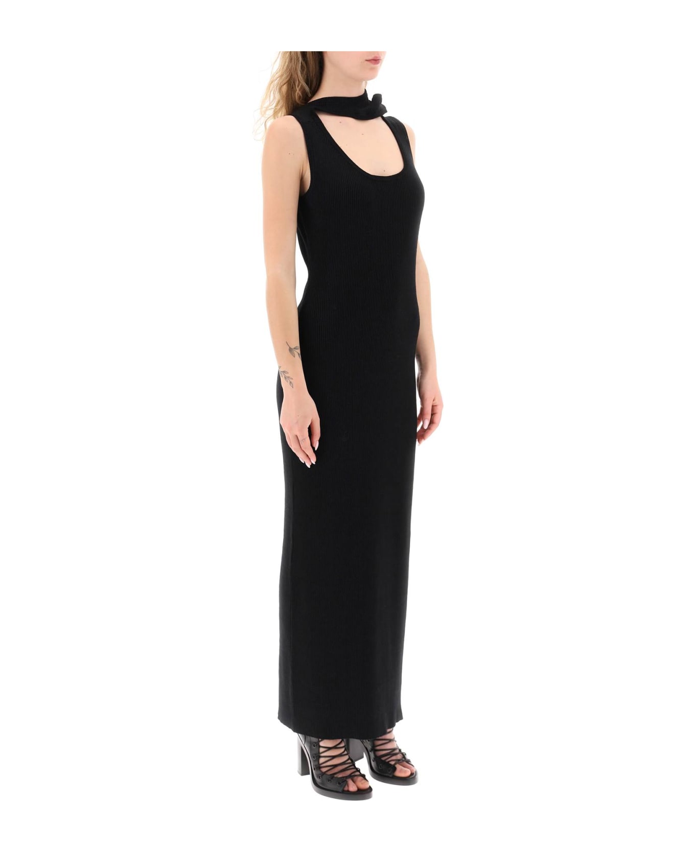 Y/Project Ribbed Knit Maxi Dress - BLACK (Black)