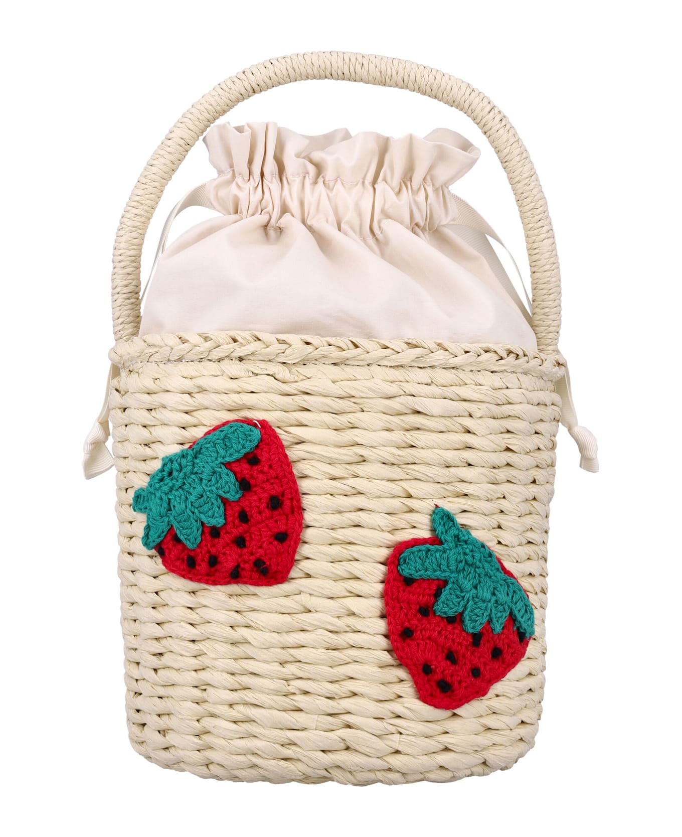Stella McCartney Kids Kid - Strawberry Straw Bucket Bag - BEIGE
