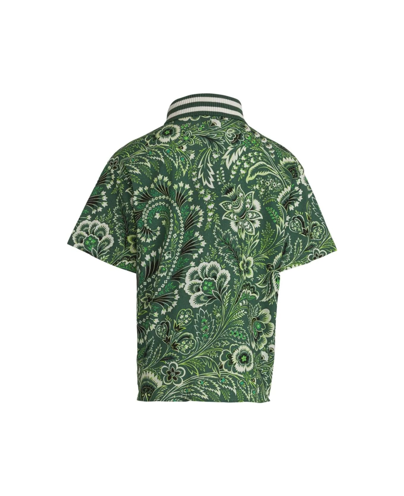 Etro Green Polo Shirt With Paisley Print - Green Tシャツ＆ポロシャツ