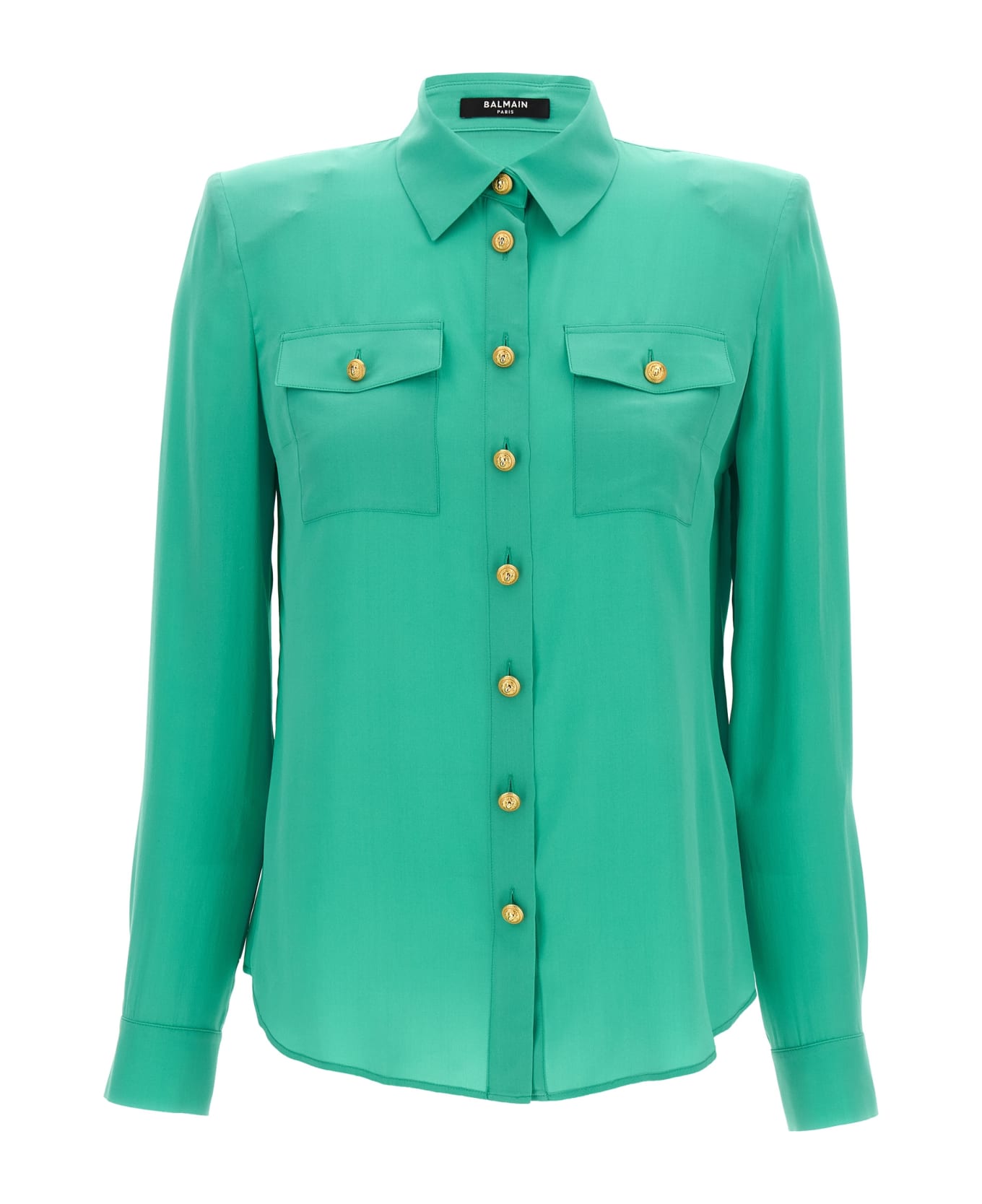 Balmain Logo Button Shirt - Light Blue