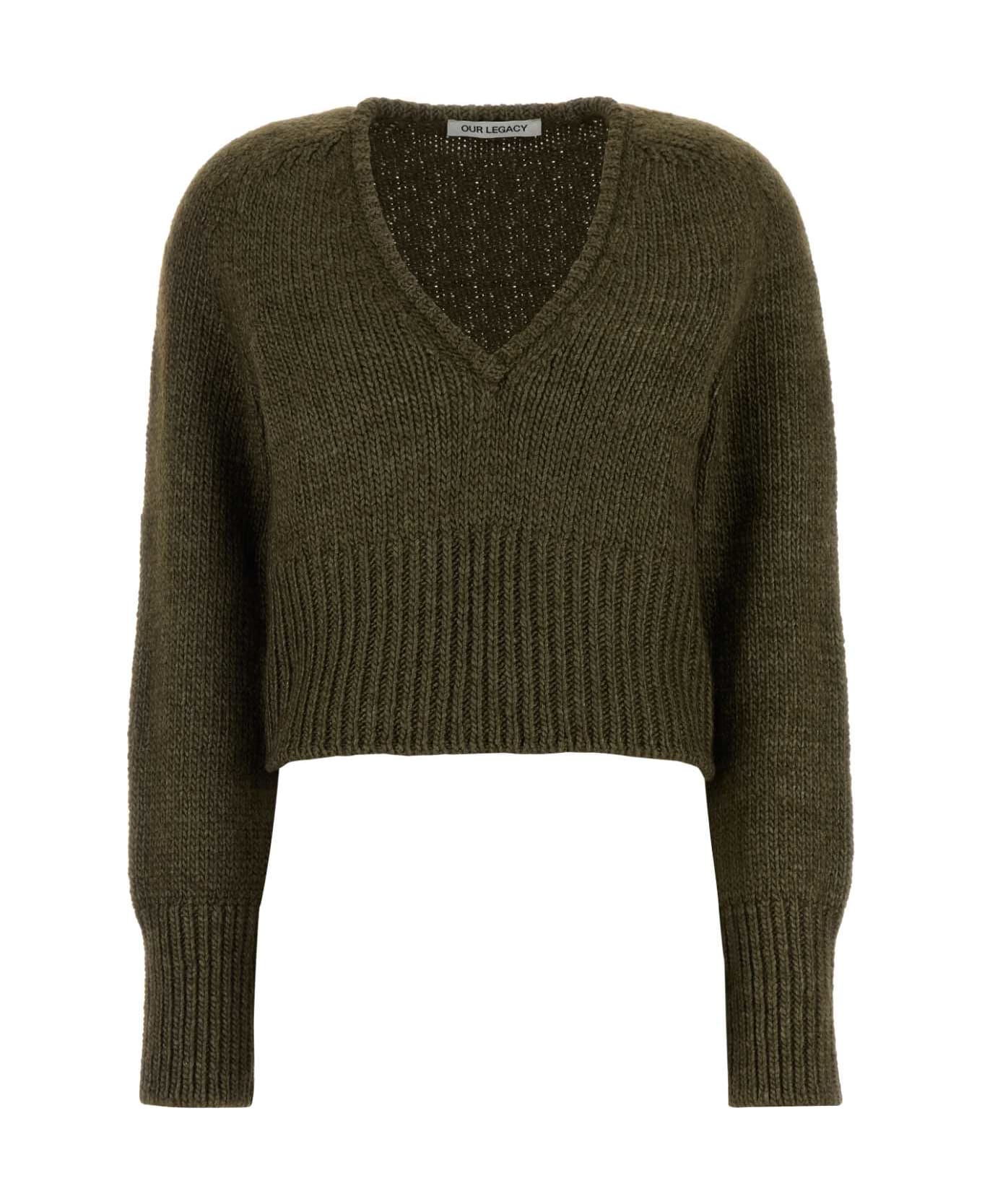 Our Legacy Olive Green Silk And Wool Sweater - FLUSH GREEN RUSTIC WOOL SILK