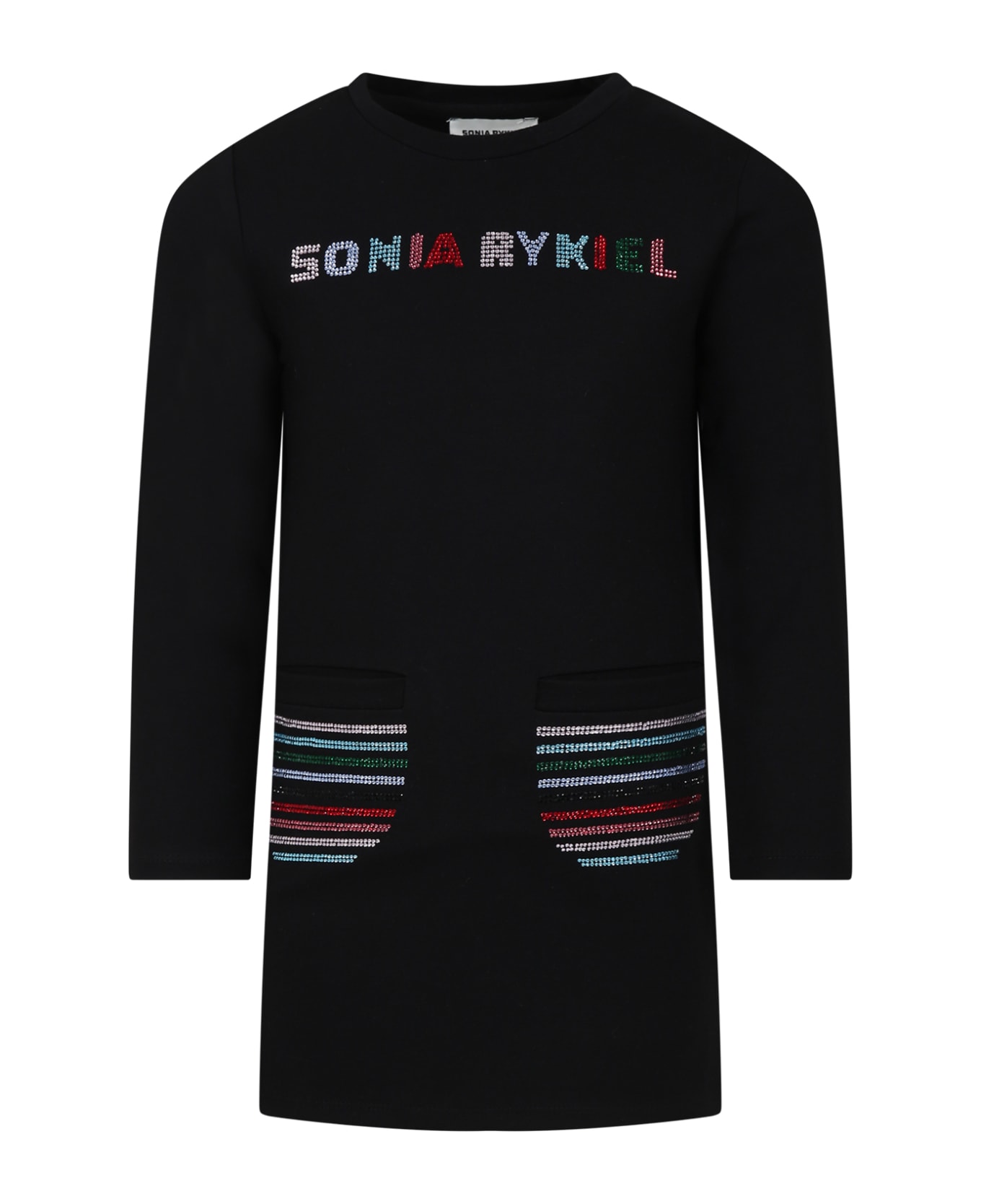 Rykiel Enfant Black Dress For Girl With Logo - Black