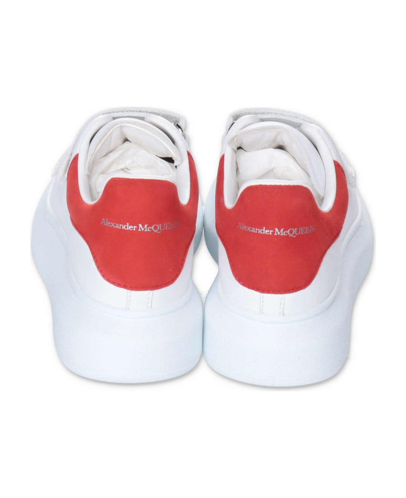 Alexander McQueen Sneakers Bianche In Pelle Con Velcro - Bianco