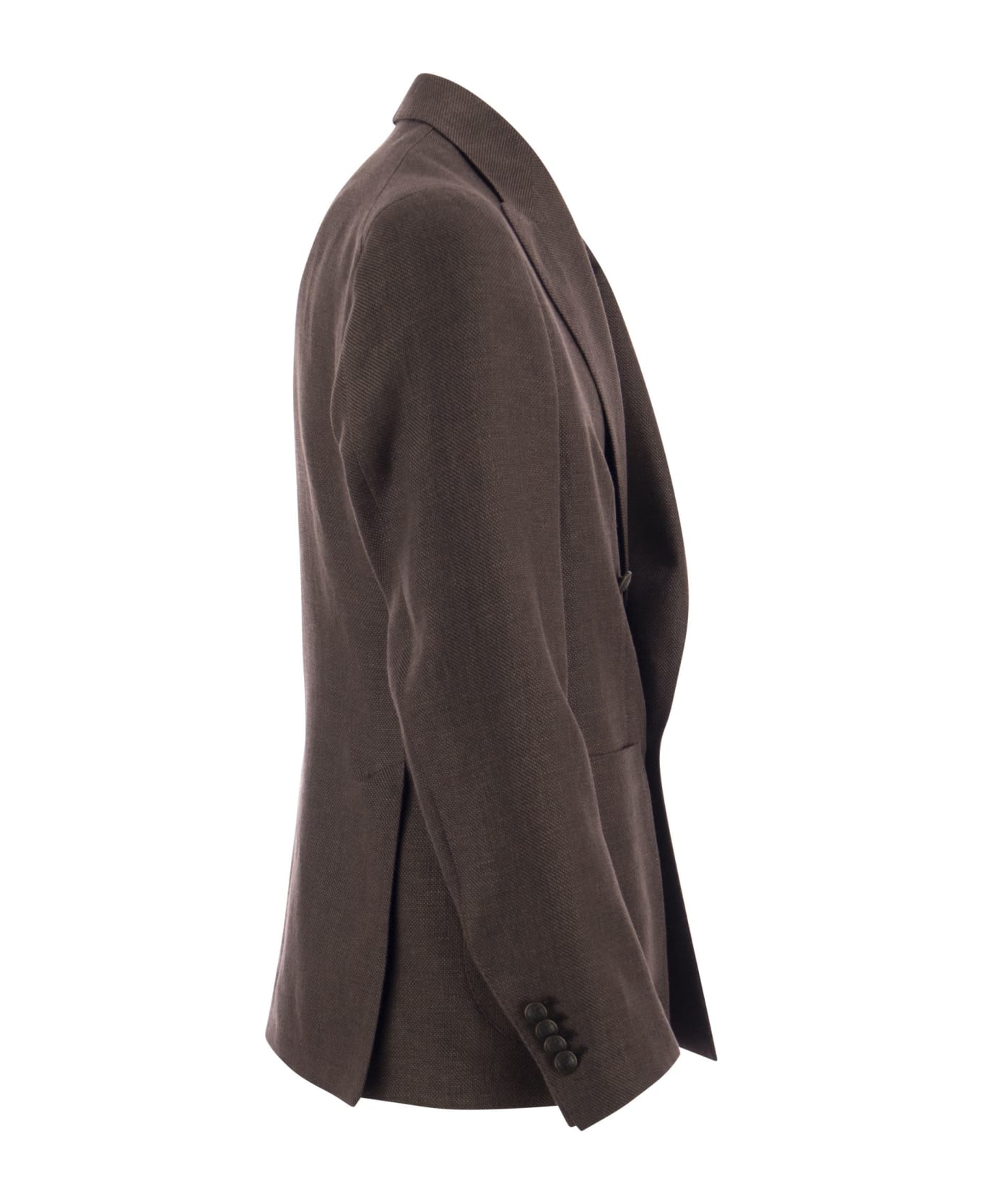 Tagliatore Double-breasted Jacket In Wool And Linen - Brown