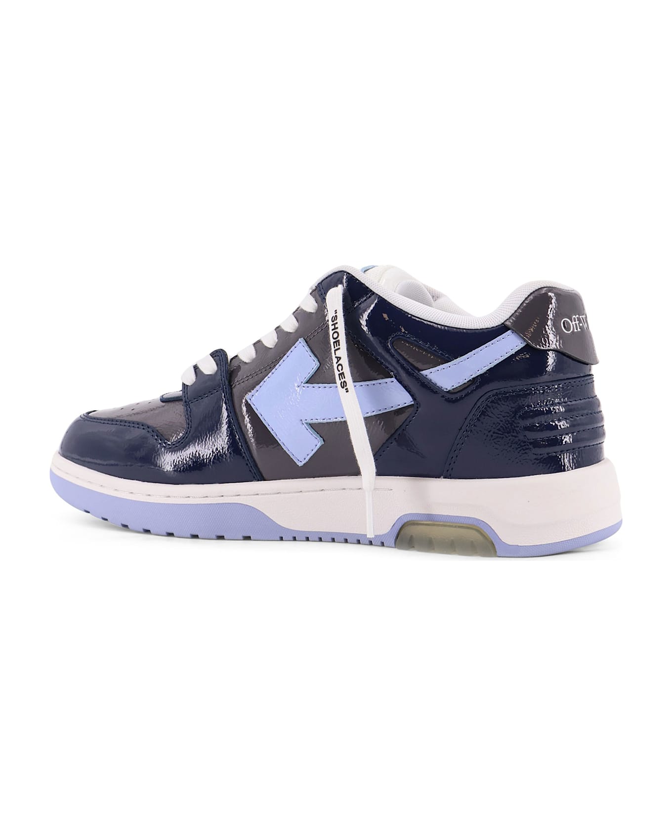 Off-White Ooo Patent Lea Low-top Patent Leather Sneakers - GREY MELANGE - LIGHT BLUE