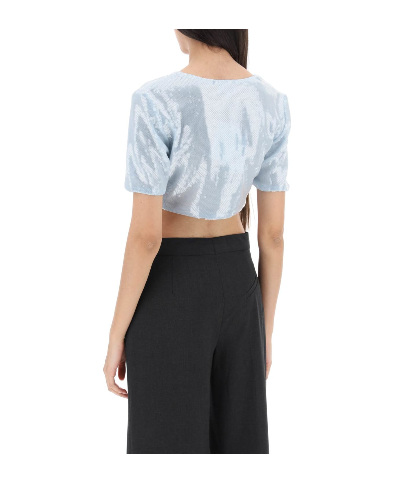 Ganni Sequin Cropped Top - ICE WATER (Light blue)