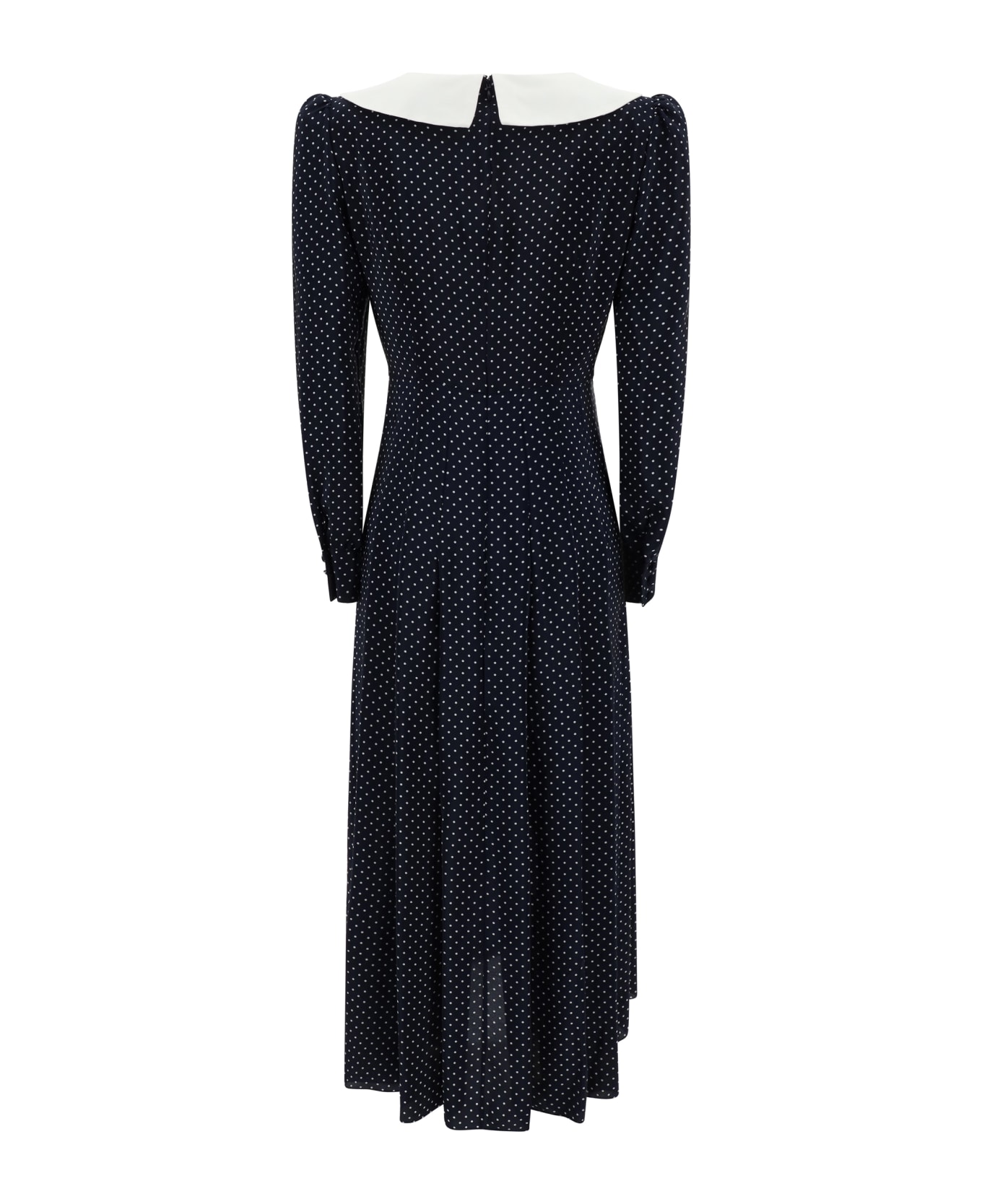 Alessandra Rich Midi Dress - Navy Blue-white ワンピース＆ドレス