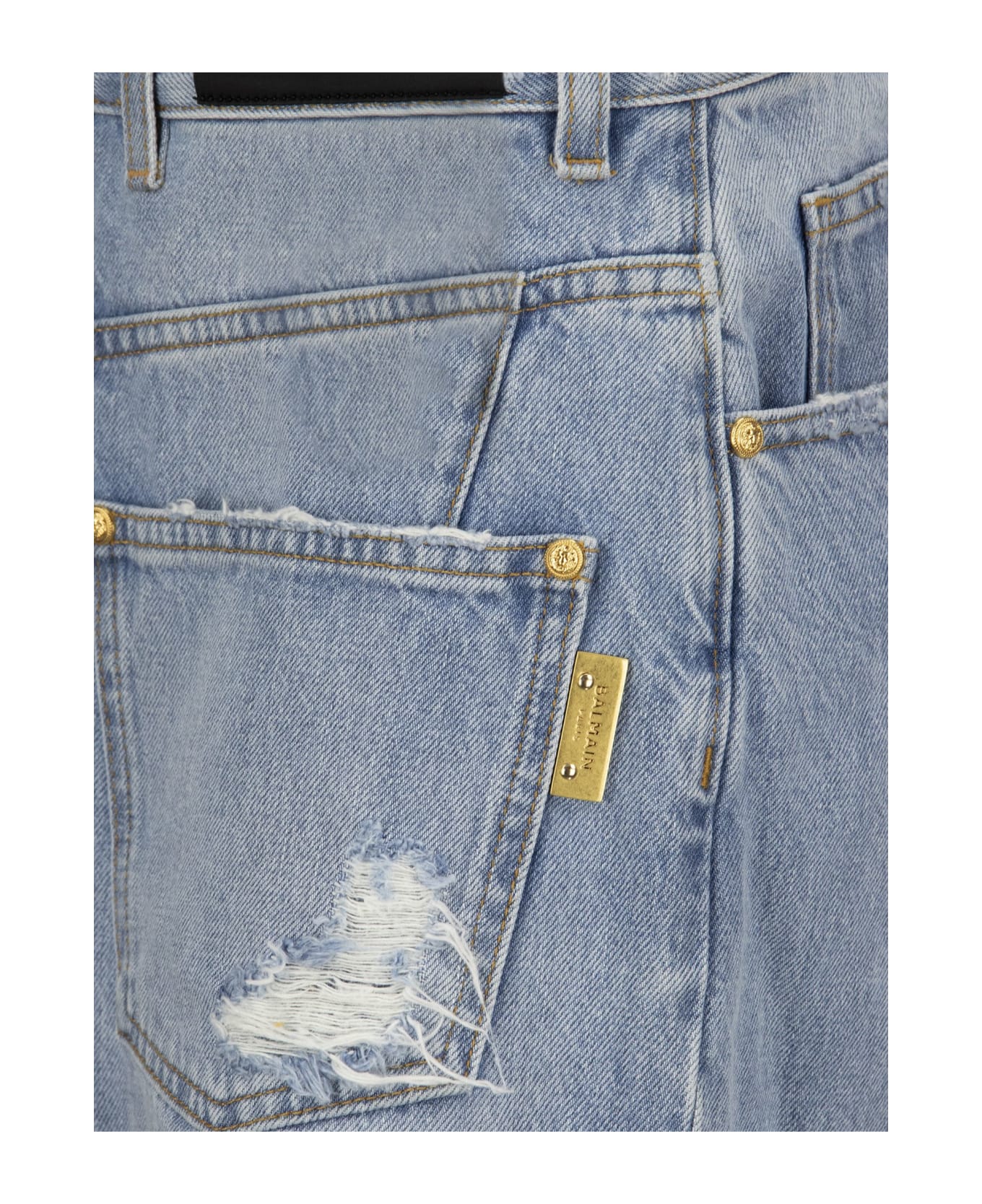 Balmain Used-effect Reversed Jeans - Light Denim