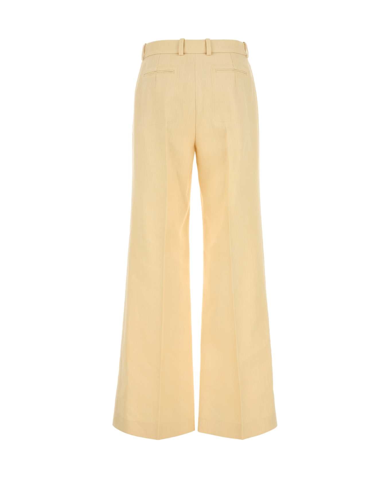 Chloé Cream Canvas Wide-leg Pant - STRAWBEIGE