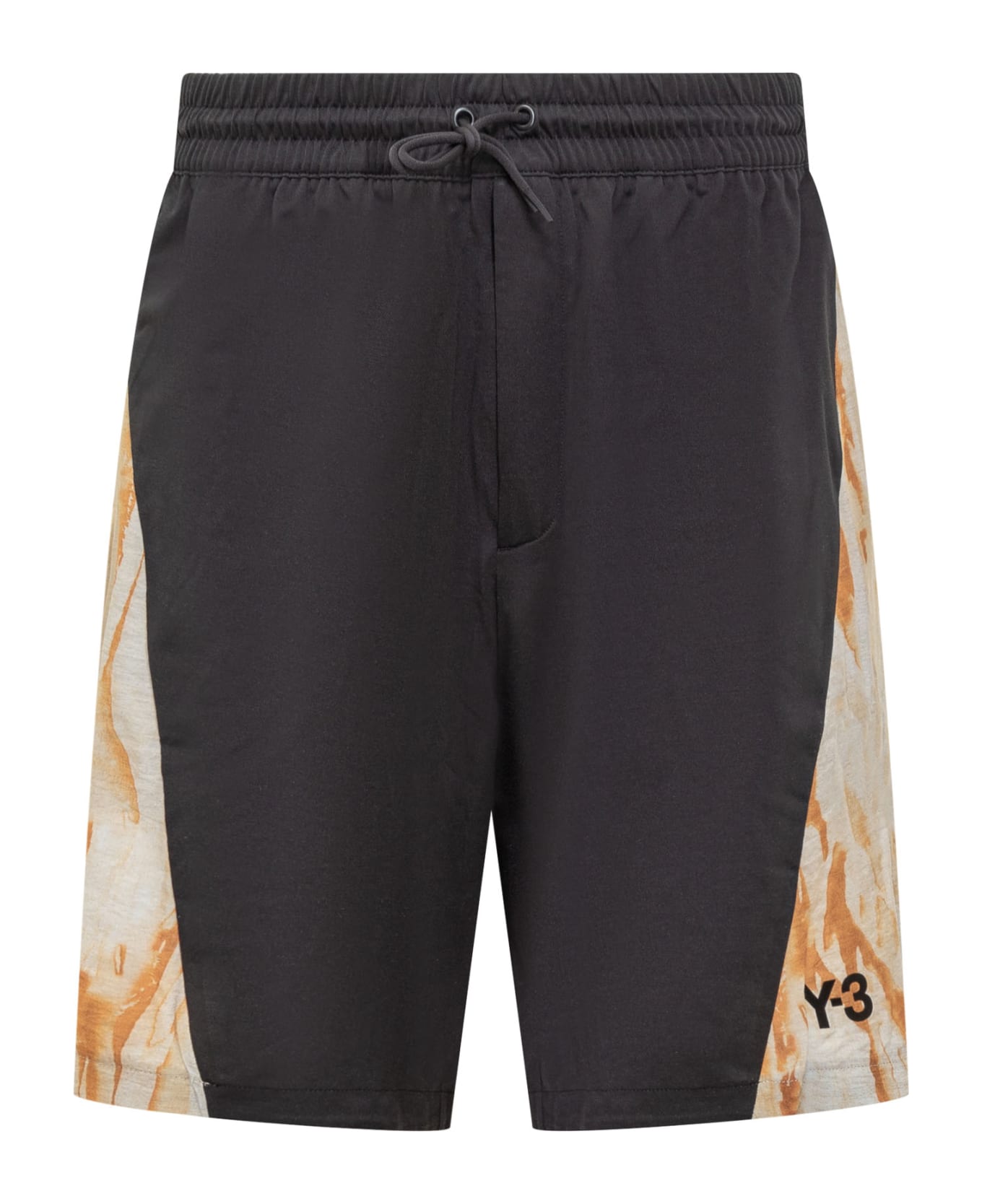 Y-3 Shorts With Rust Dye Print - BLACK/MUCOCA