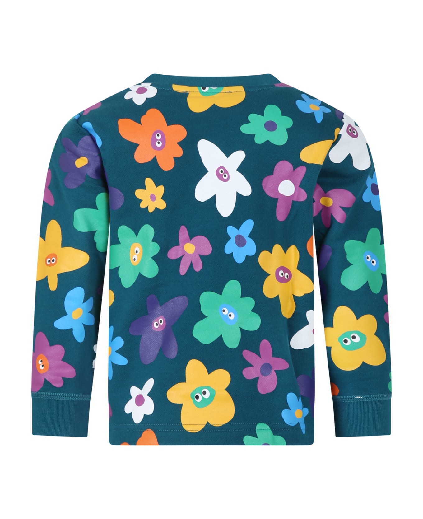 Stella McCartney Kids Green Sweatshirt For Girl With Flowers - Green ニットウェア＆スウェットシャツ