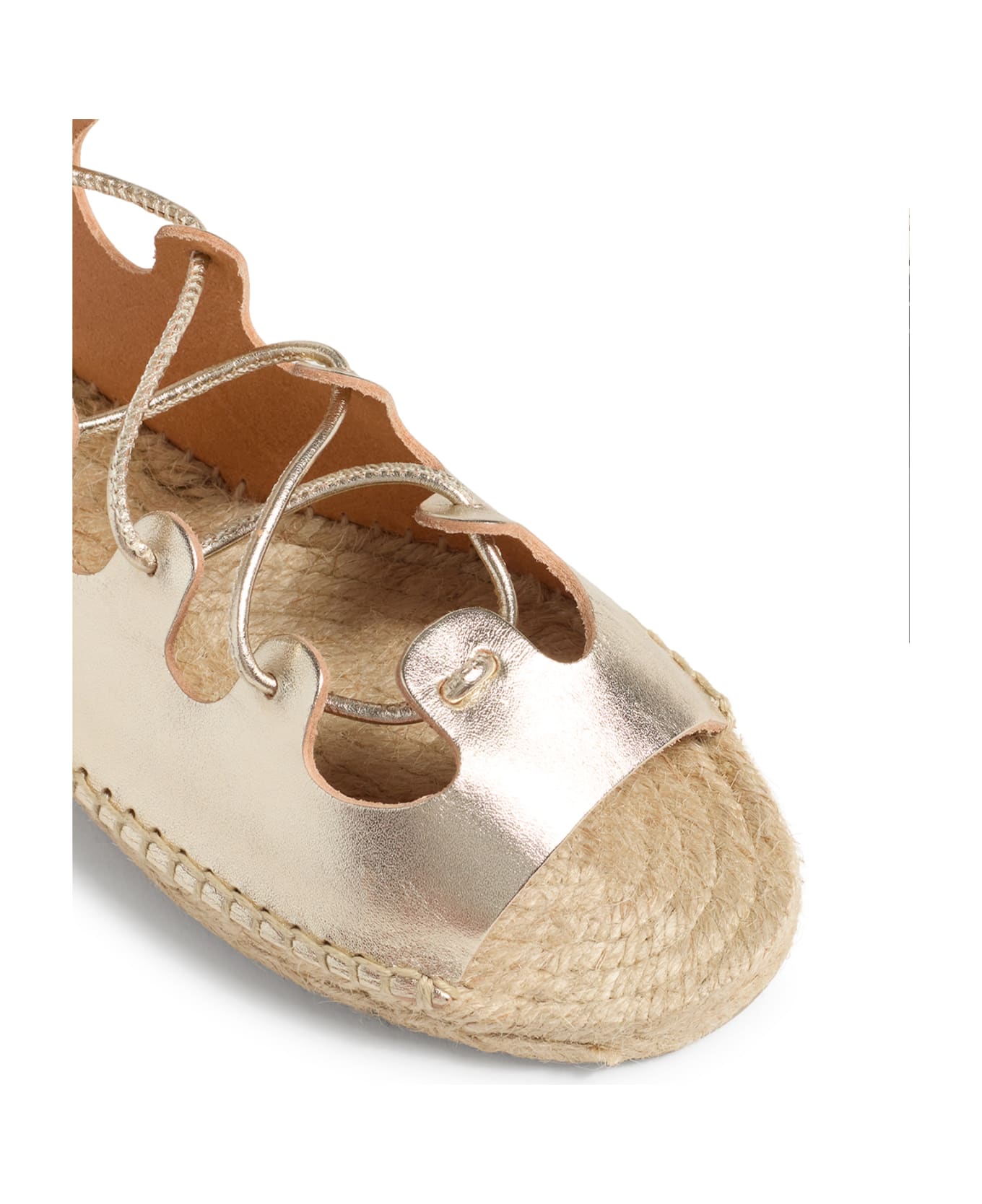 Castañer Laminated Leather Sandals With Laces - PLATINO