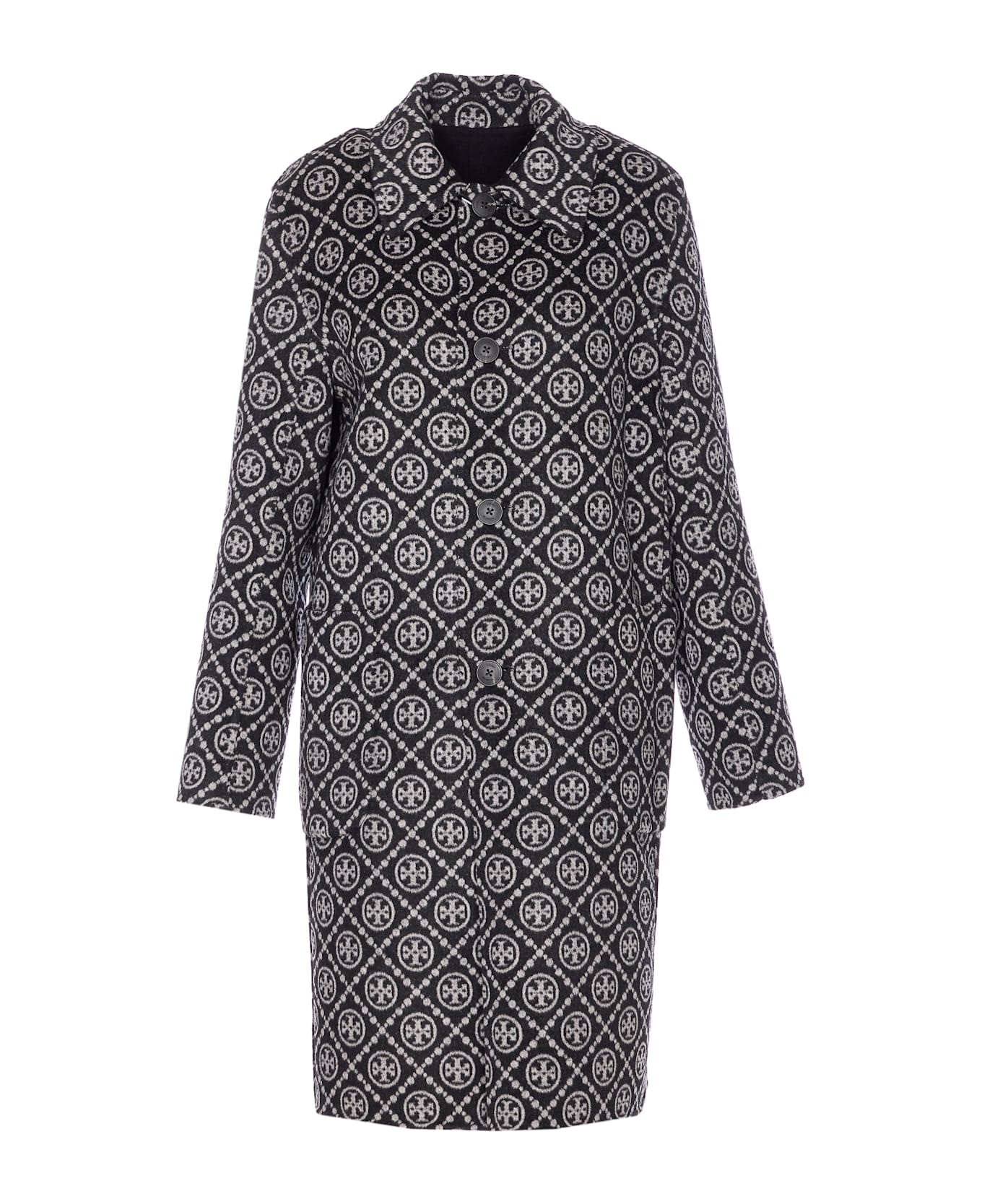 Tory Burch Jacquard T-monogram Coat - Black