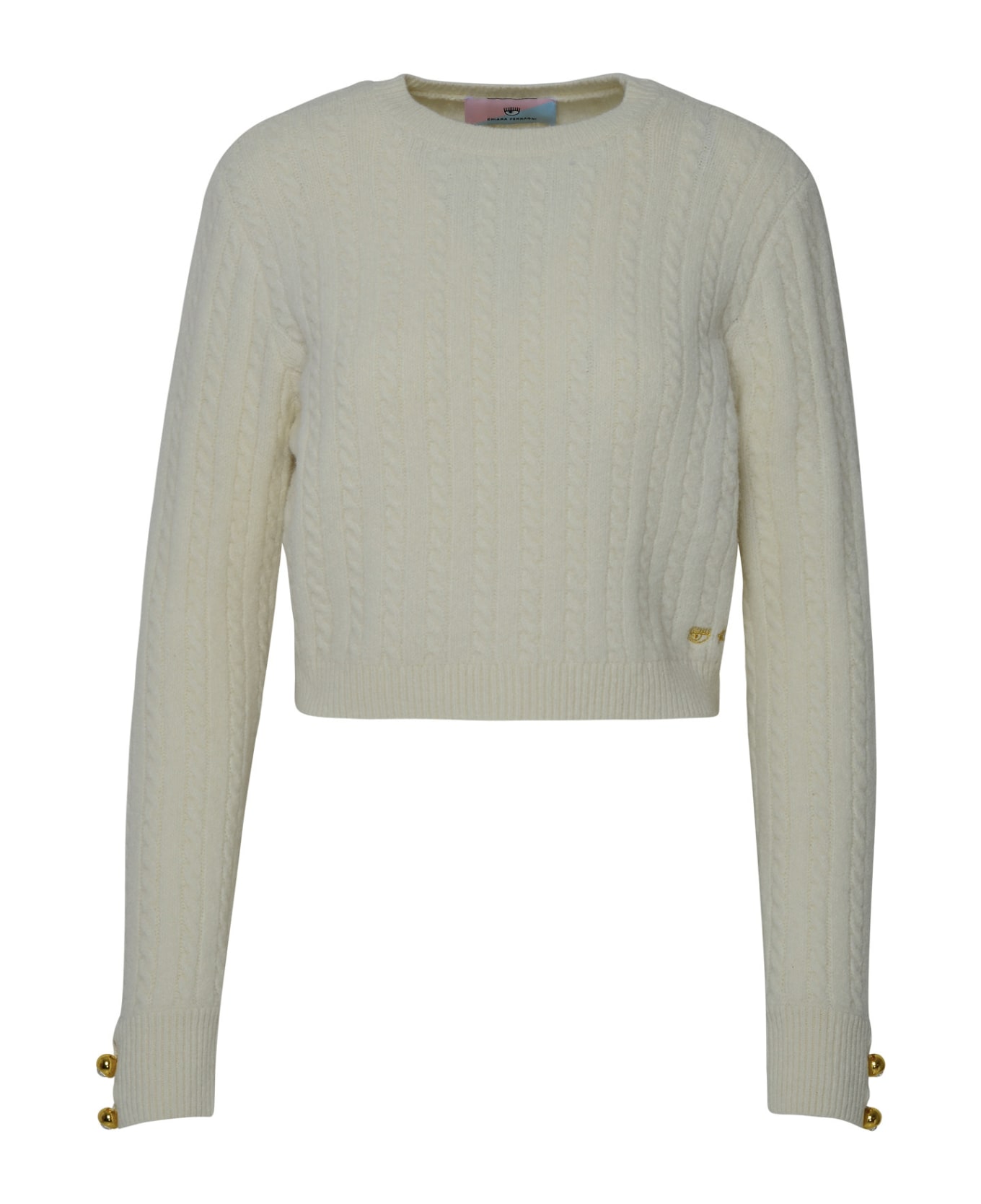 Chiara Ferragni Ivory Wool Blend Sweater - Yellow Cream