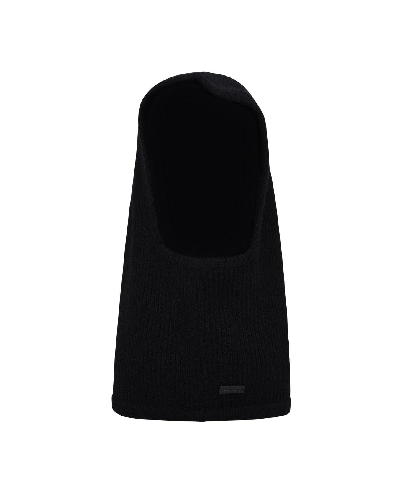 Saint Laurent Ribbed Balaclava - BLACK 帽子