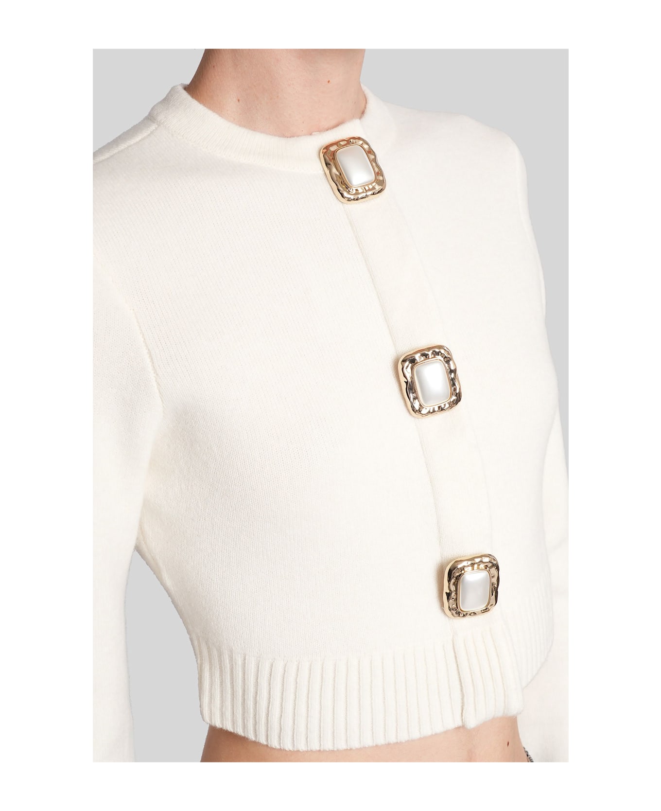self-portrait Cardigan In Beige Wool - beige