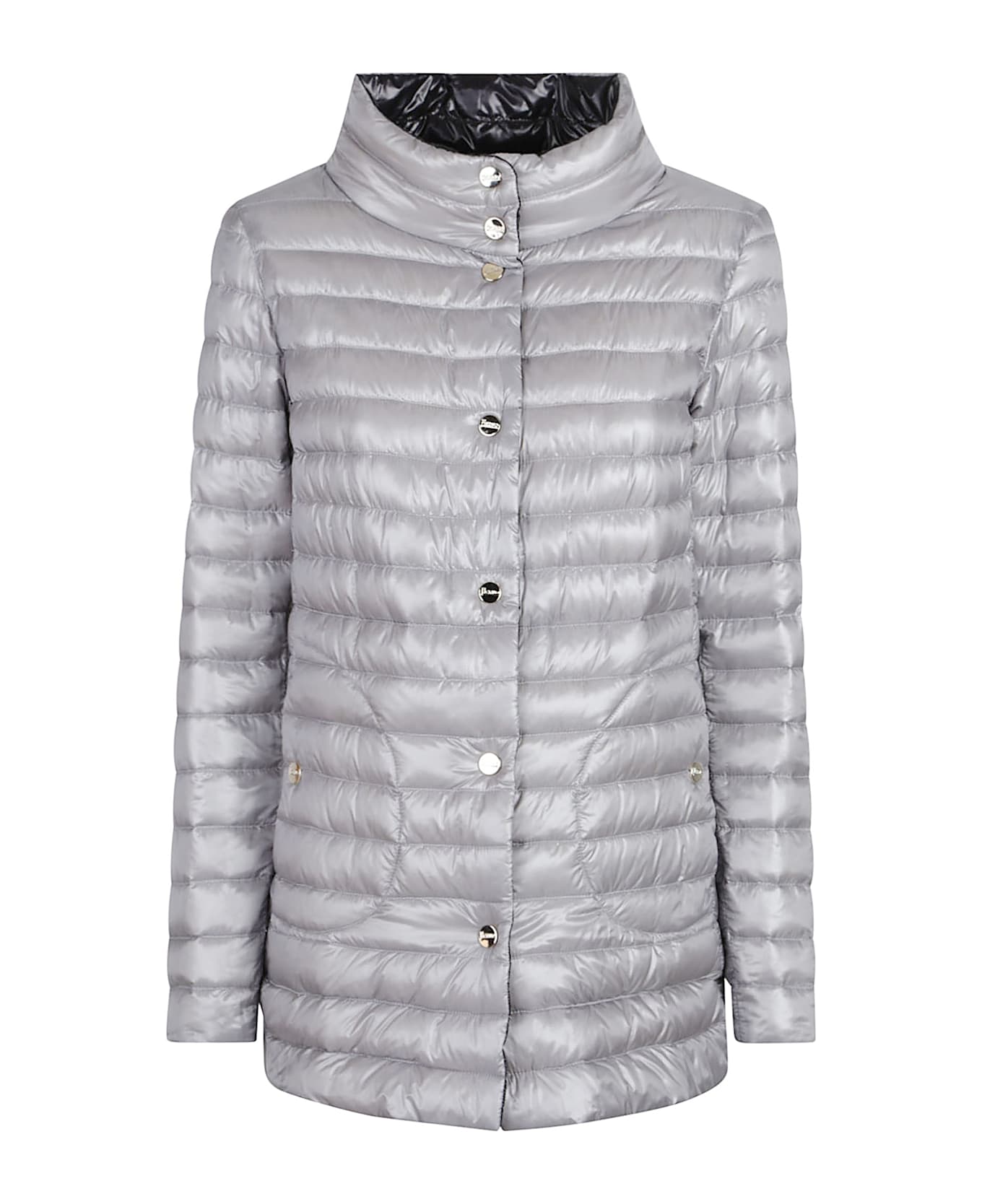 Herno Long Down Jacket - Nero/grigio Perla