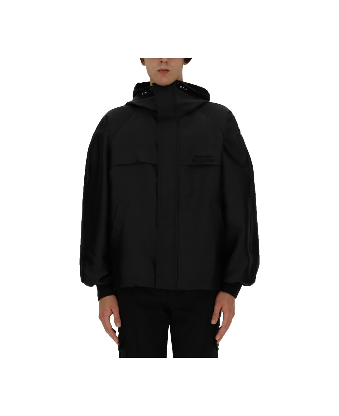 Alexander McQueen Windbreaker 'graffiti' - BLACK