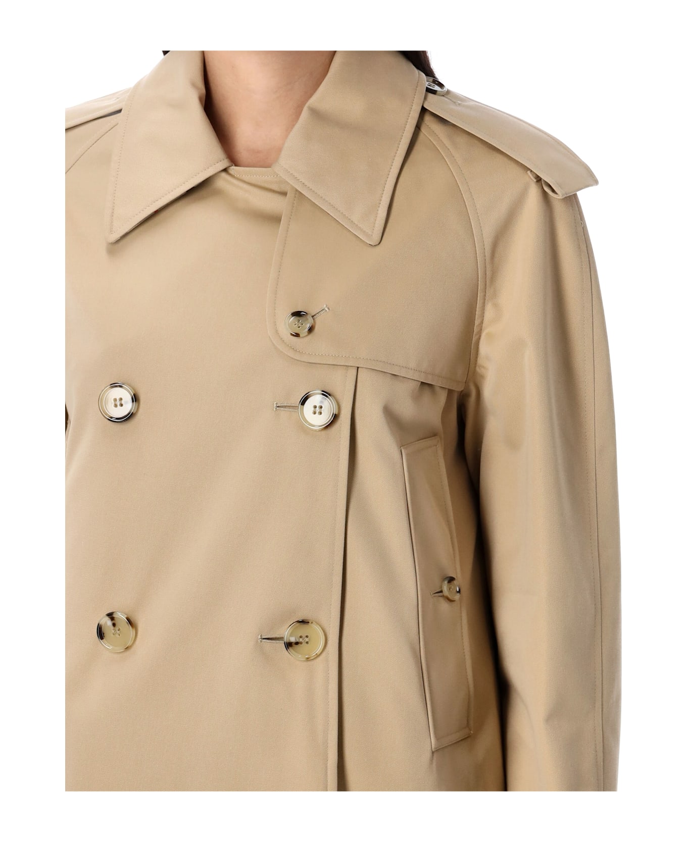 Burberry London Cropped Gabardine Trench Jacket - HONEY