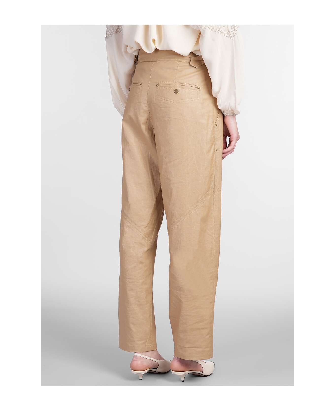 Isabel Marant Fidji Pants In Beige Linen - beige