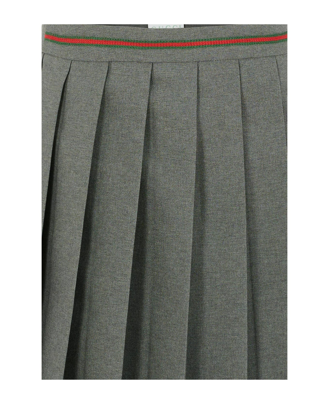 Gucci Grey Skirt For Girl With Web Detail - Grey