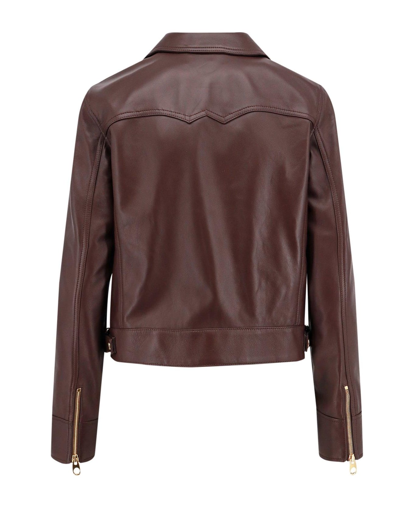 Chloé Zip-up Leather Jacket - Brown