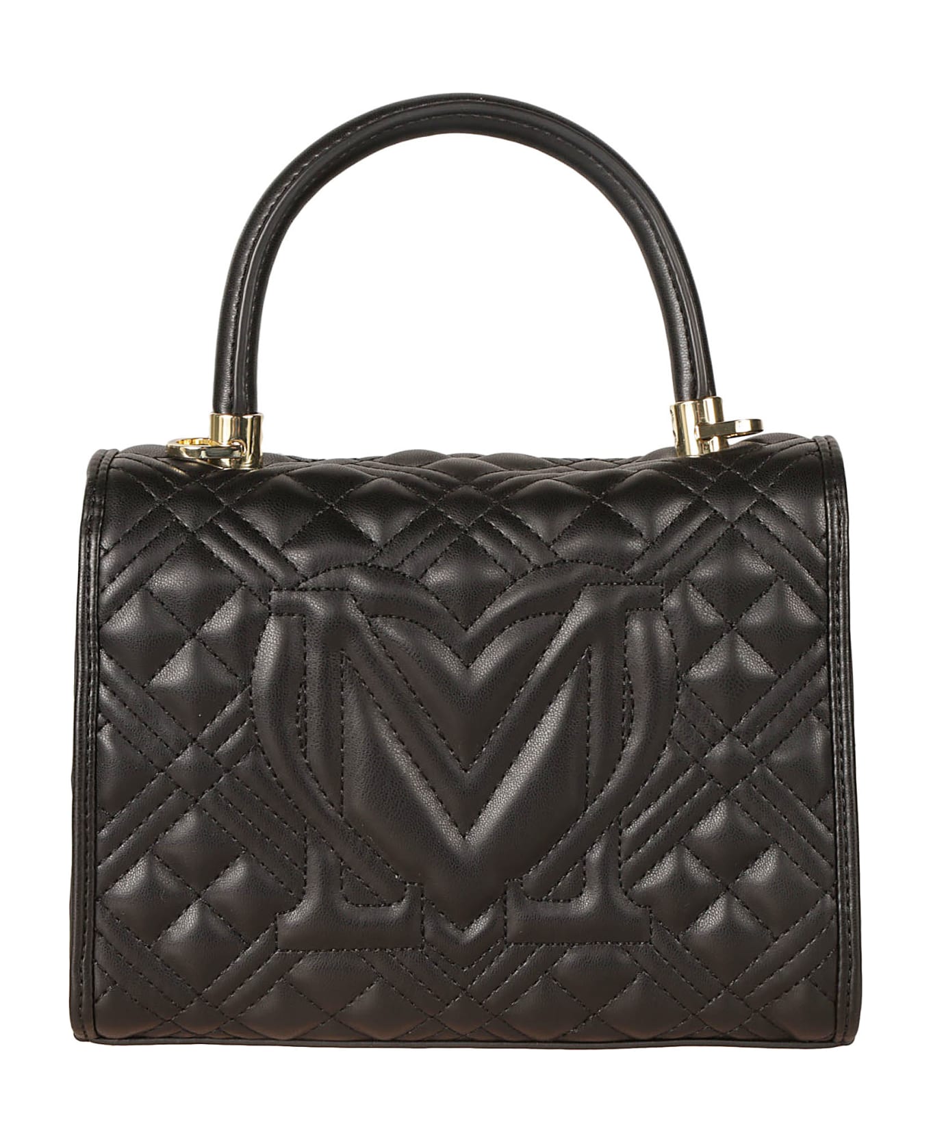 Love Moschino Top Handle Quilted Logo Shoulder Bag - Black