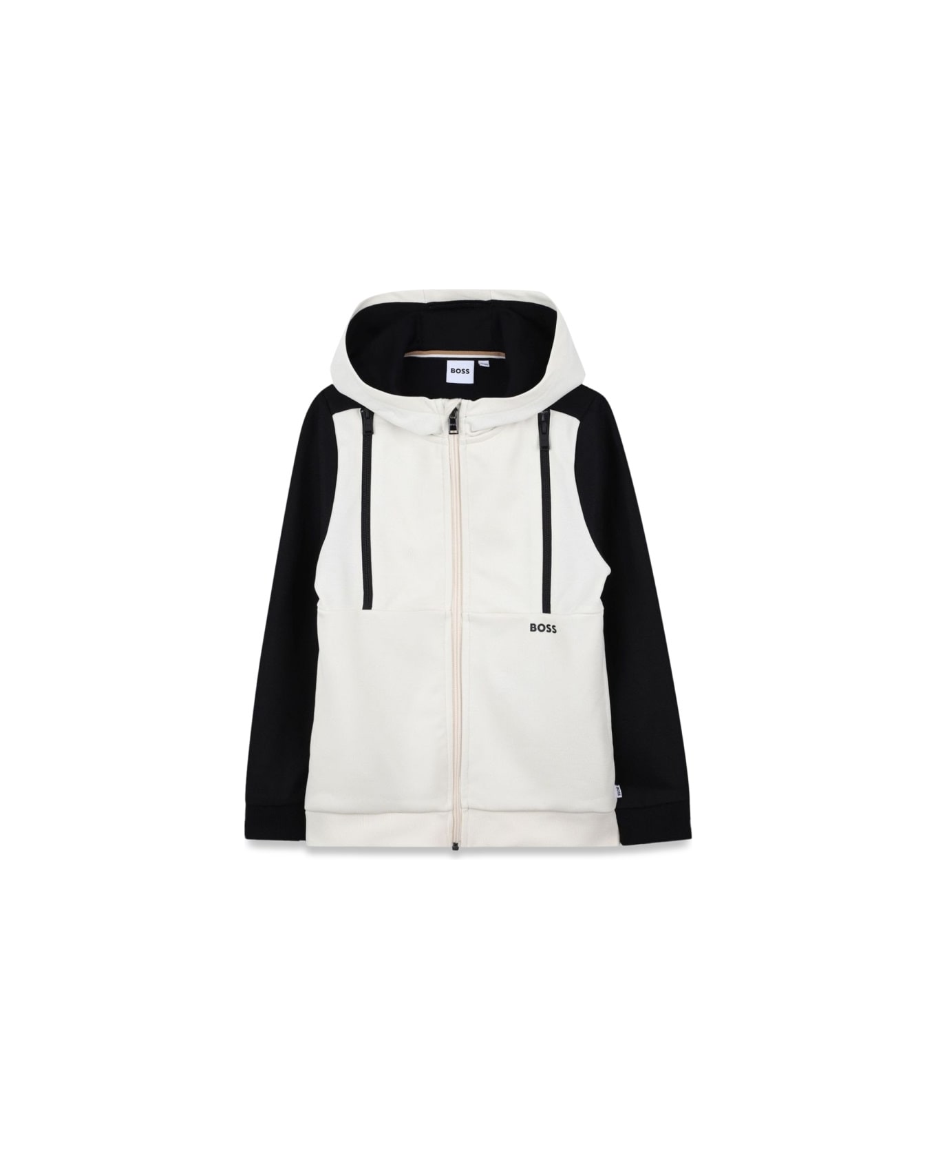 Hugo Boss Zip-up Cardigan Set With Shorts - BLACK
