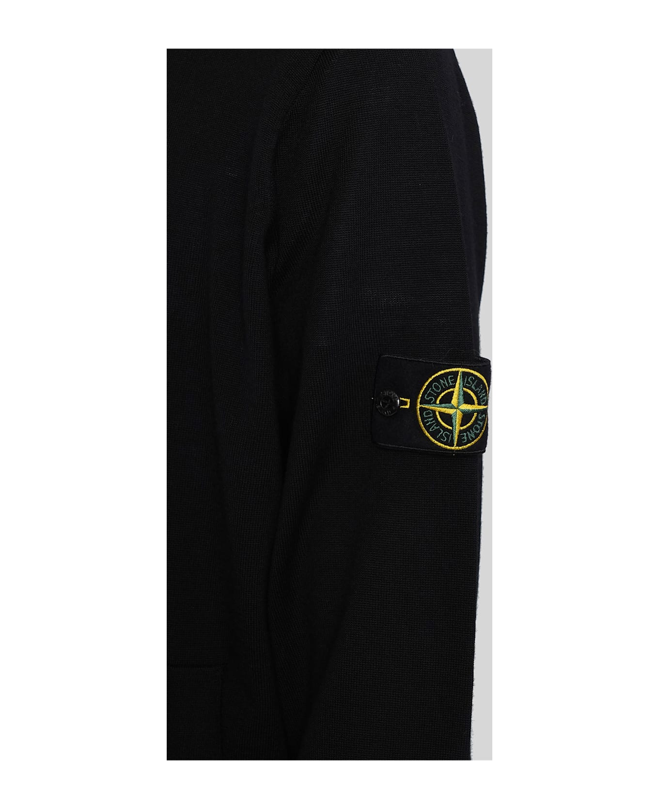Stone Island Cardigan In Black Wool - black