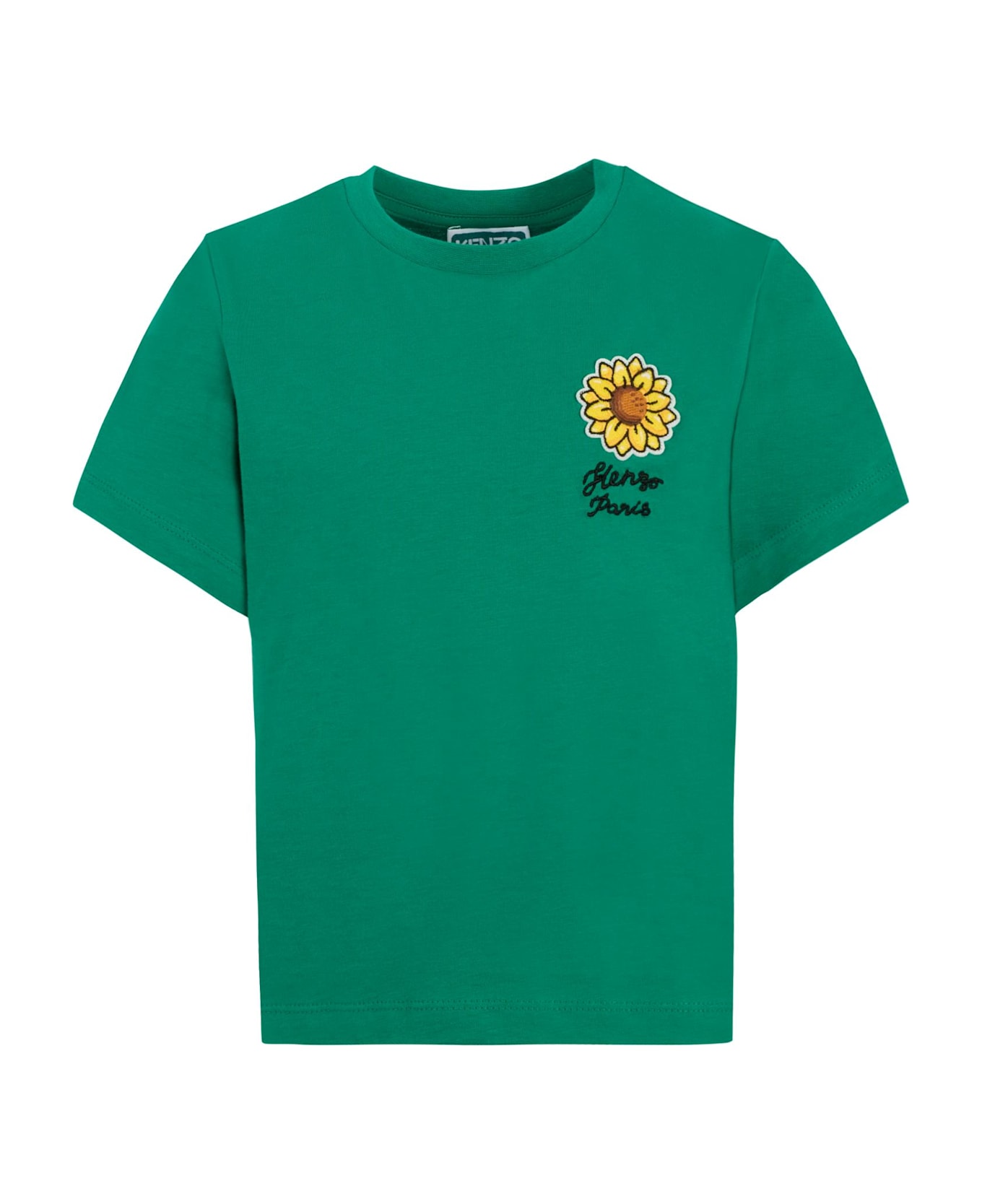 Kenzo Kids Green T-shirt For Girl With Sunflower - Green
